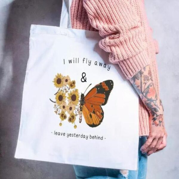 Eco Friendly Butterfly Print Tote Bag-MMD