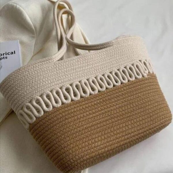 Fancy Casual Woven Beach Bucket Bag