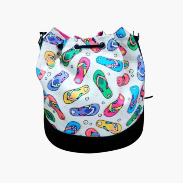 Graphic Print Canvas Bucket Bag