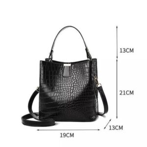 Textured Leather Clutch Bucket Bag